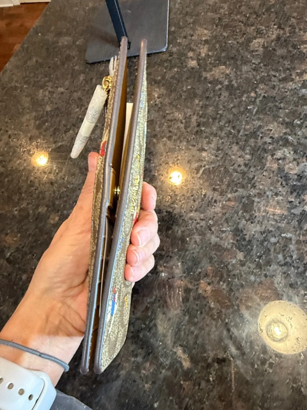 Coach Beige Signature Canvas Continental Wallet with Playful Cat Print - Picture 6 of 16